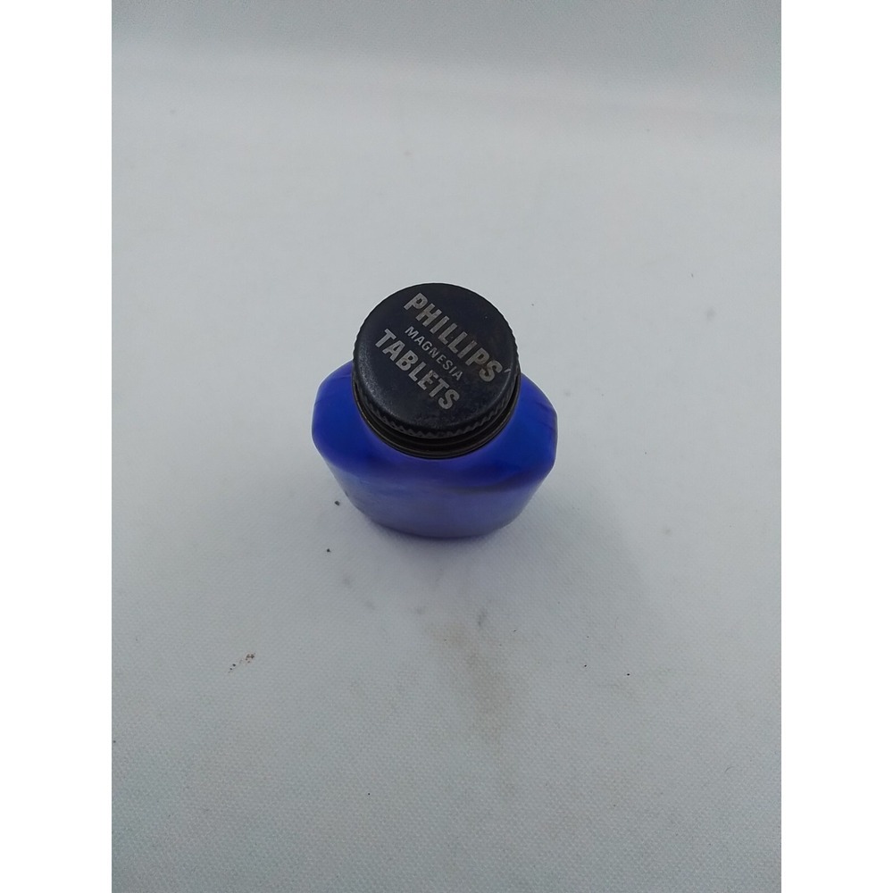 Vintage‎ Phillips Magnesia Tablets Cobalt Blue Glass Bottle with Metal Lid